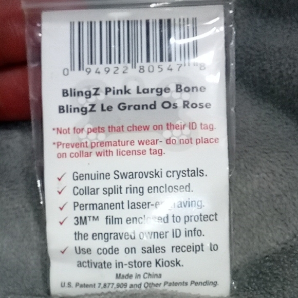 TagWorks Pink Dog Tag with Crystals - Picture 2 of 2